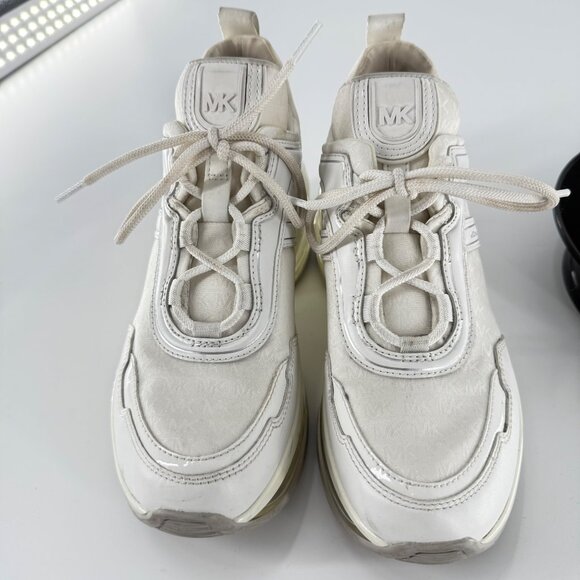 Michael Kors Womens Olympia 7.5M White Sneakers With Clear Sole - Picture 9 of 11